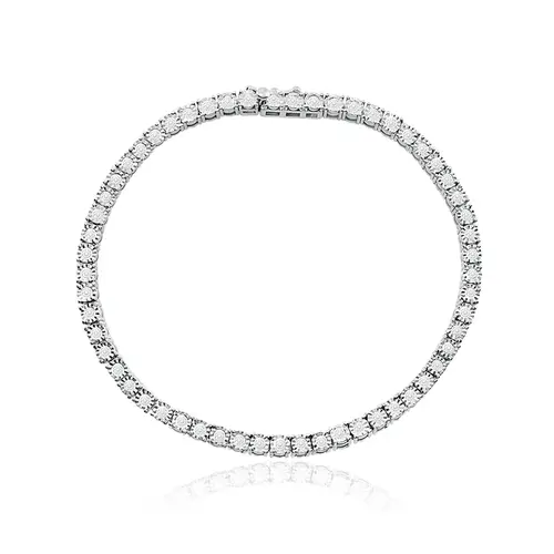 Pulseira de Ouro Branco com Diamantes totalizando 1,0 Ct.