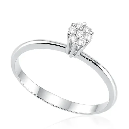 Anel Chuveiro de Ouro Branco com Diamantes totalizando 14 pts.