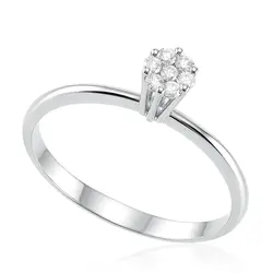 Anel Chuveiro de Ouro Branco com Diamantes totalizando 14 pts.