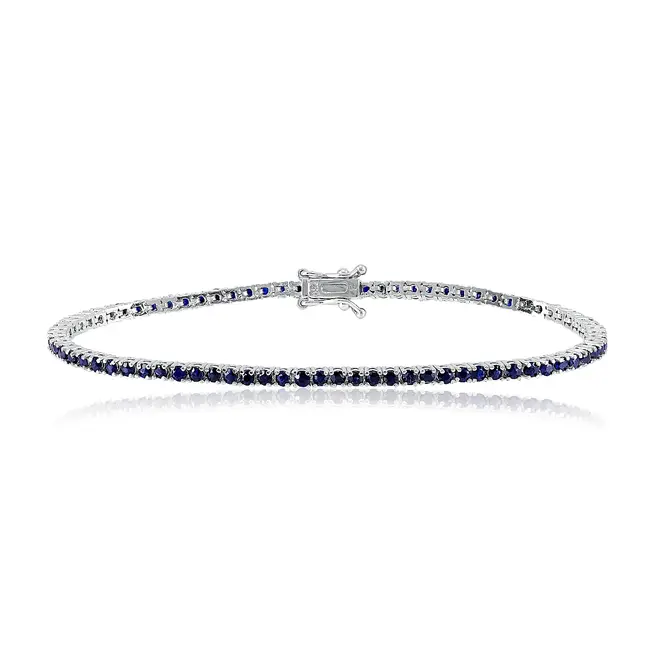 Pulseira Riviera de Ouro Branco com Safiras totalizando 1,58 Cts.