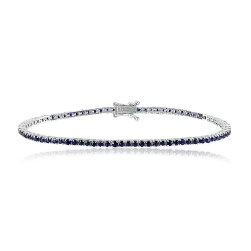 Pulseira Riviera de Ouro Branco com Safiras totalizando 1,58 Cts.