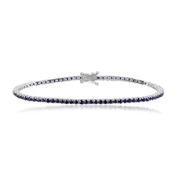 Pulseira Riviera de Ouro Branco com Safiras totalizando 1,58 Cts.