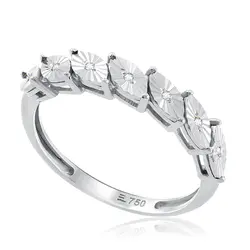 Meia Aliança Navete de Ouro Branco com 7 Diamantes