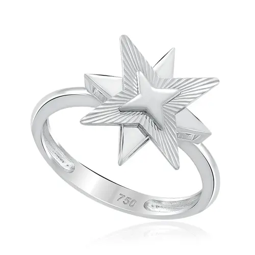 Anel Estrela de Ouro Branco