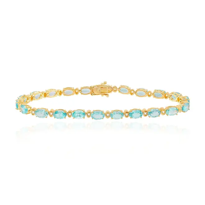 Pulseira de Ouro Amarelo com Diamantes e Apatitas