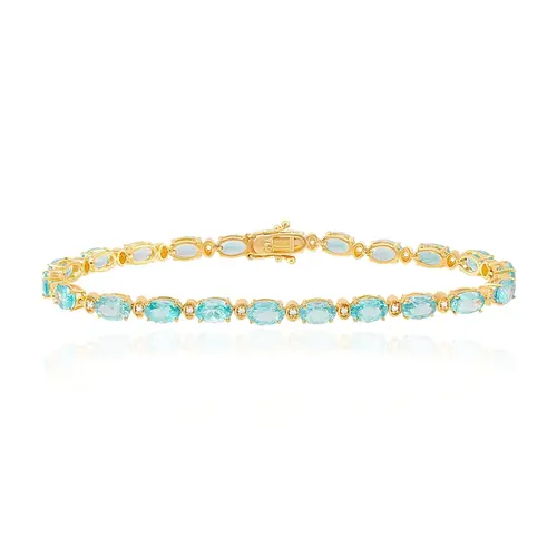 Pulseira de Ouro Amarelo com Diamantes e Apatitas