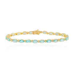Pulseira de Ouro Amarelo com Diamantes e Apatitas