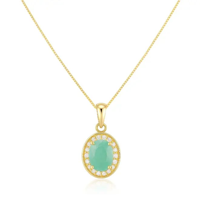 Pingente de Ouro amarelo com Corrente Veneziana, Diamantes e Turmalina Paraíba de 2,14 Cts.