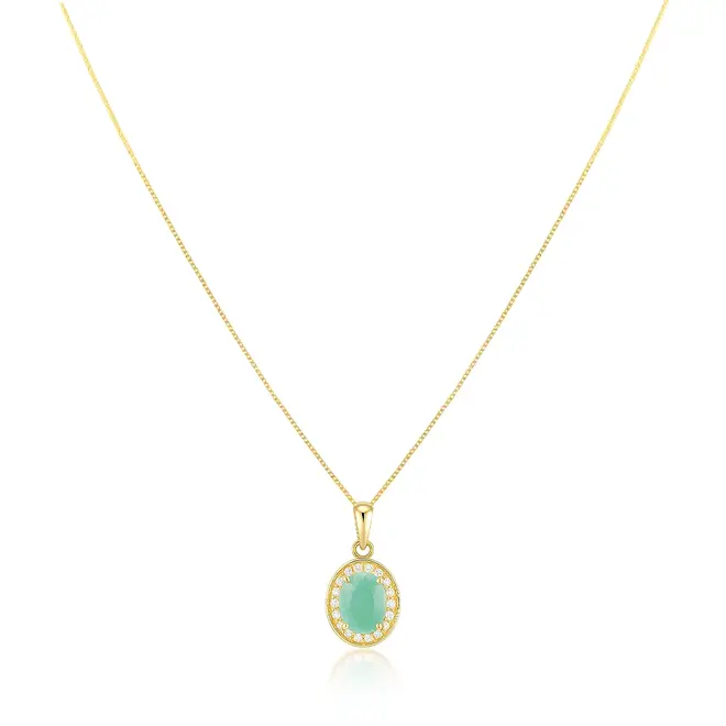 Pingente de Ouro amarelo com Corrente Veneziana, Diamantes e Turmalina Paraíba de 2,14 Cts.