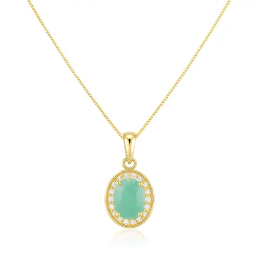 Pingente de Ouro amarelo com Corrente Veneziana, Diamantes e Turmalina Paraíba de 2,14 Cts.