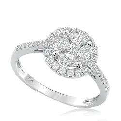 Anel Trabalhado de Ouro Branco com Diamantes totalizando 68 pts.