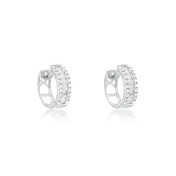 Par de Brincos Argola de Ouro Branco com Diamantes totalizando 45 pts.