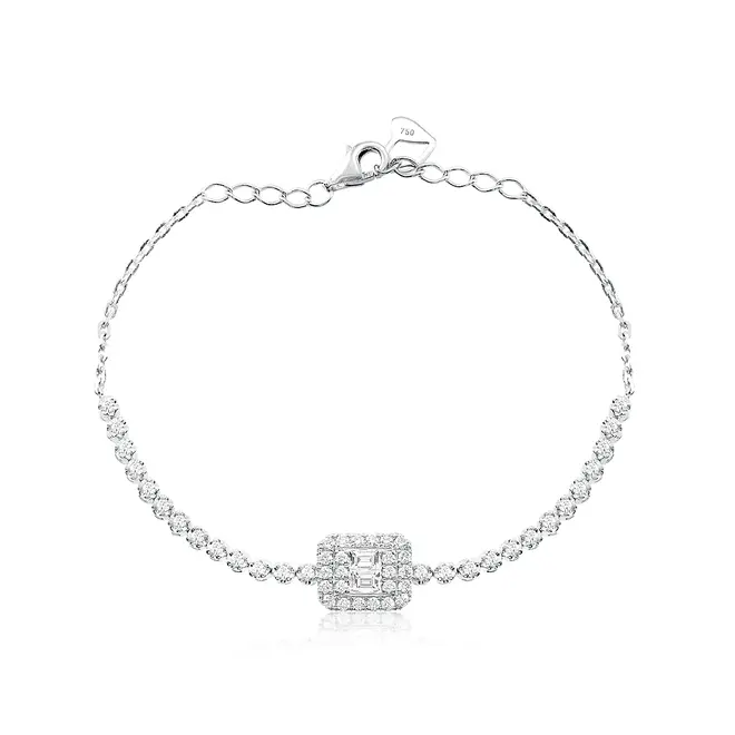 Pulseira Riviera de Ouro Branco com Diamantes totalizando 79 pts.
