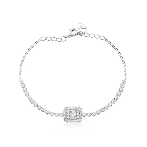 Pulseira Riviera de Ouro Branco com Diamantes totalizando 79 pts.