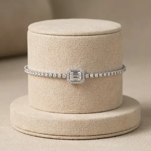 Pulseira Riviera de Ouro Branco com Diamantes totalizando 79 pts.