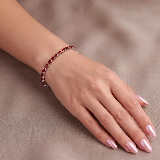 Pulseira de Prata com Rubis