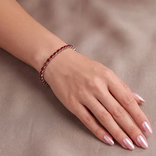 Pulseira de Prata com Rubis