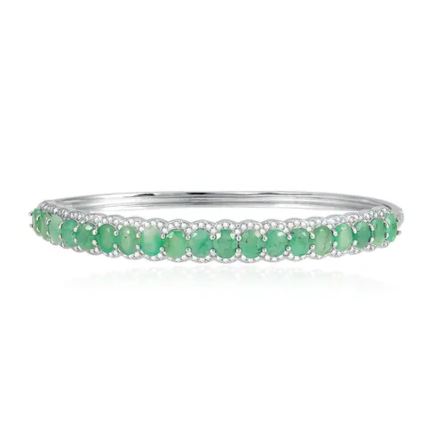 Bracelete de Prata com Cristais e Esmeraldas