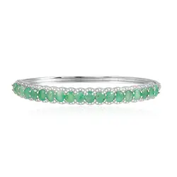 Bracelete de Prata com Cristais e Esmeraldas