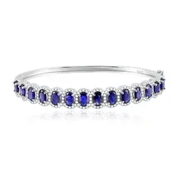 Bracelete de Prata com Cristais e Safiras
