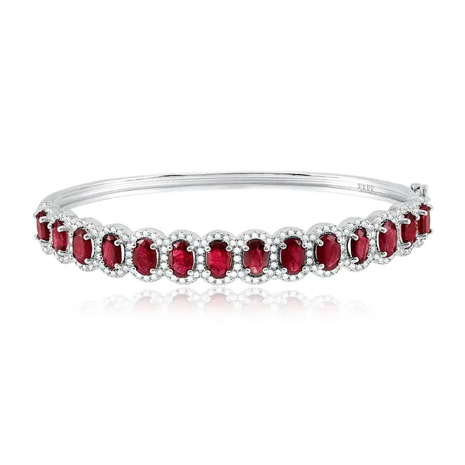 Bracelete de Prata com Cristais e Rubis