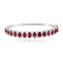 Bracelete de Prata com Cristais e Rubis