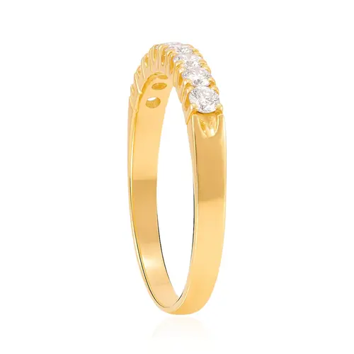 Meia Aliança de Ouro Amarelo com 40 Pts em Diamantes