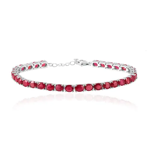 Conjunto Gargantilha e Pulseira de Prata com Rubis