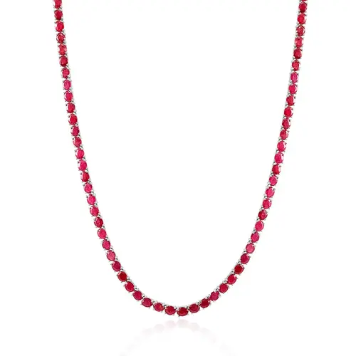 Conjunto Gargantilha e Pulseira de Prata com Rubis