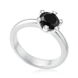 Anel de Prata com Diamantes e Diamante Negro de 2,0 Cts.