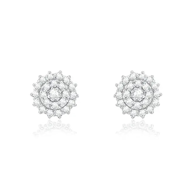 Par de Brincos de Ouro branco com 46 Diamantes