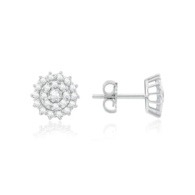 Par de Brincos de Ouro branco com 46 Diamantes