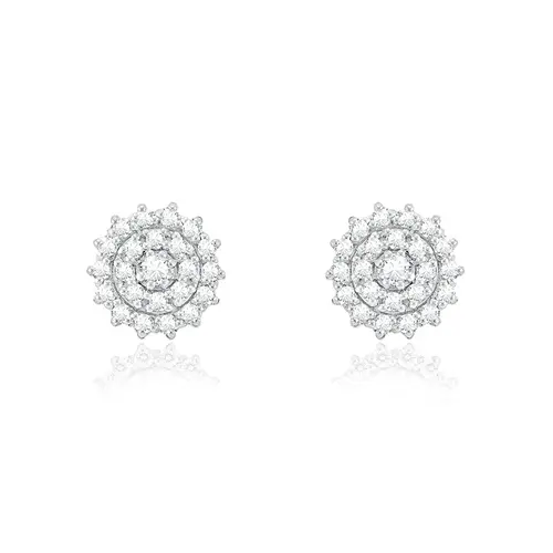 Par de Brincos de Ouro branco com 46 Diamantes