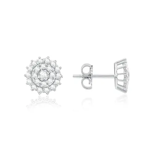 Par de Brincos de Ouro branco com 46 Diamantes