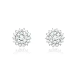 Par de Brincos de Ouro branco com 46 Diamantes