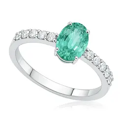 Anel de Prata com Diamantes e Esmeralda Colombiana de 1,20 Cts.