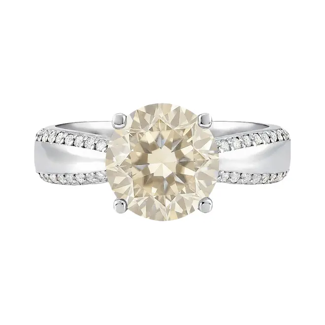 Anel Solitário de Ouro Branco com Diamante de 3,02 Cts.