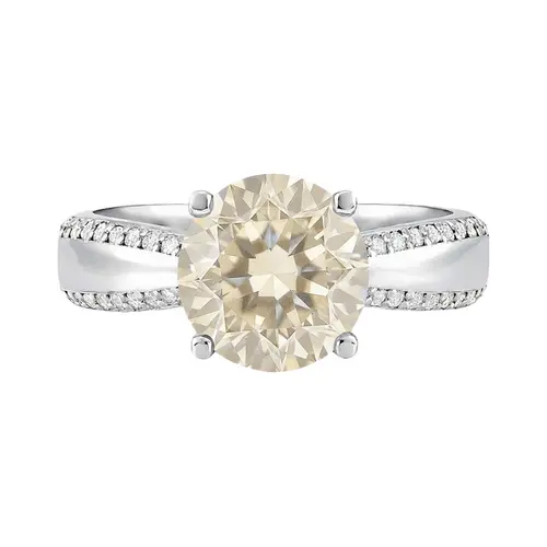 Anel Solitário de Ouro Branco com Diamante de 3,02 Cts.