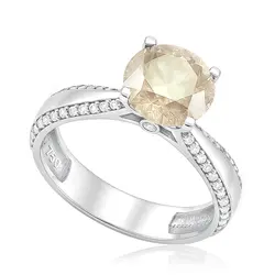 Anel Solitário de Ouro Branco com Diamante de 3,02 Cts.
