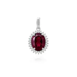 Pingente de Ouro Branco com Diamantes e Turmalina Rosa de 2,0 Cts.