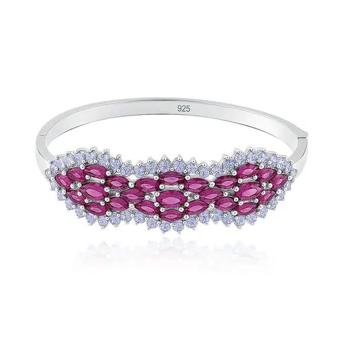 Bracelete de Prata com Tanzanitas e Rodolitas