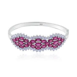 Bracelete de Prata com Tanzanitas e Rodolitas