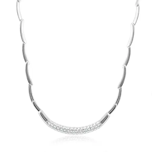 Gargantilha de Ouro Branco com Diamantes totalizando 40 pts.