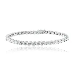 Pulseira Navete de Ouro Branco com 41 Diamantes