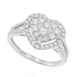 Anel Coração de Ouro Branco com Diamantes totalizando 77 pts.