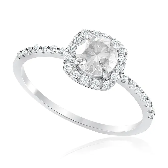 Anel Diamntes em Ouro Branco com Diamantes totalizando 75 pts.