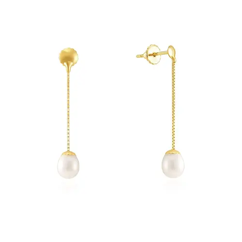 Par de Brincos com Pérolas, em Ouro Amarelo