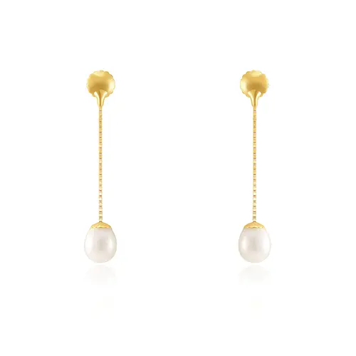 Par de Brincos com Pérolas, em Ouro Amarelo