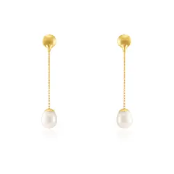 Par de Brincos com Pérolas, em Ouro Amarelo