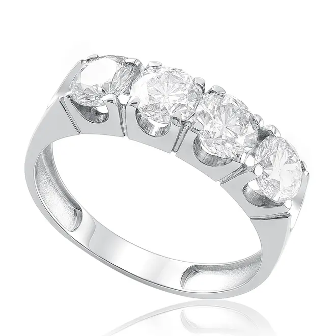 MEIA ALIANÇA DE OURO BRANCO COM DIAMANTES TOTALIZANDO 2,0 CTS.